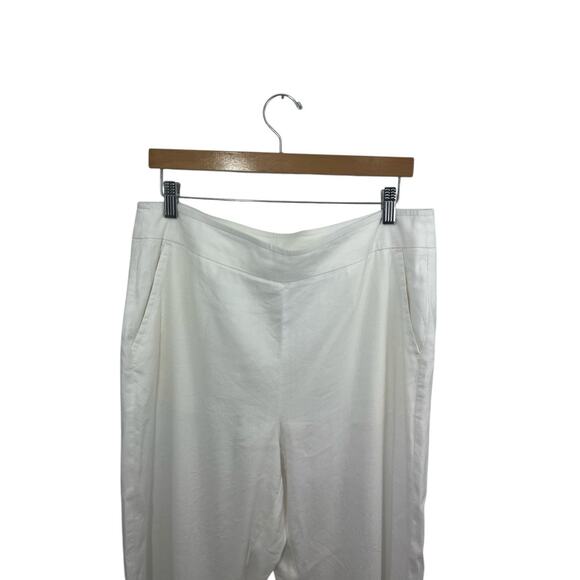 Chico’s Wide Leg Pants White Linen 2R 12 Career Quiet Luxury Bridal Office - Picture 9 of 12